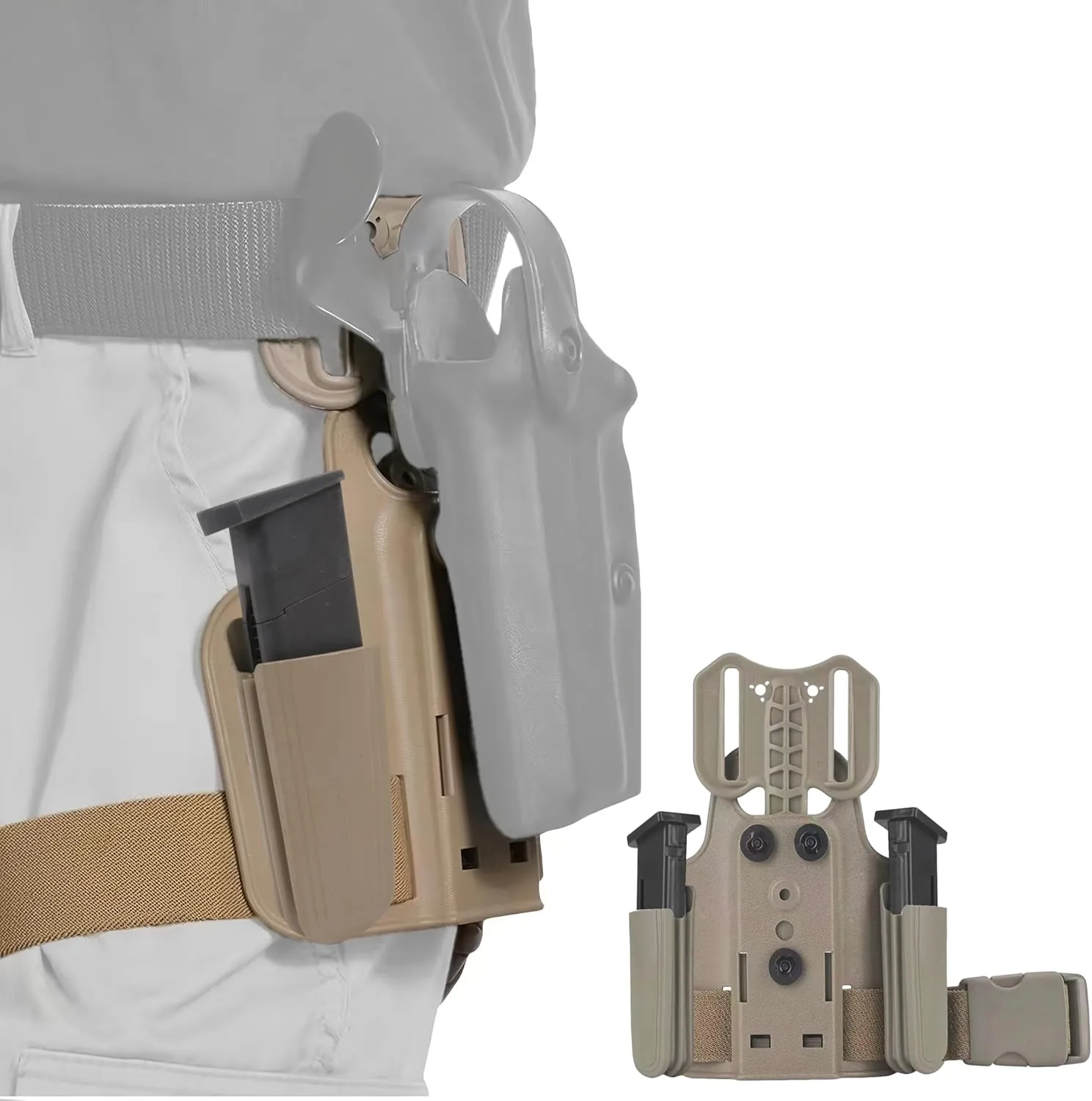 Drop Flex Adapter with Drop Leg Holster Platform and Leg Shroud Assembly QLS 19 and QLS 22 Polymer, for Quick Locking System Kit