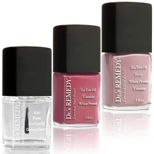 Dr’s Remedy 3 Pack Nail Polish Kit, Feeling Rose-Y Trio, All Natural Enriched Nail Strengthener Non Toxic and Organic - TOTAL Two-in-One/RELAXING Rose/RESILIENT