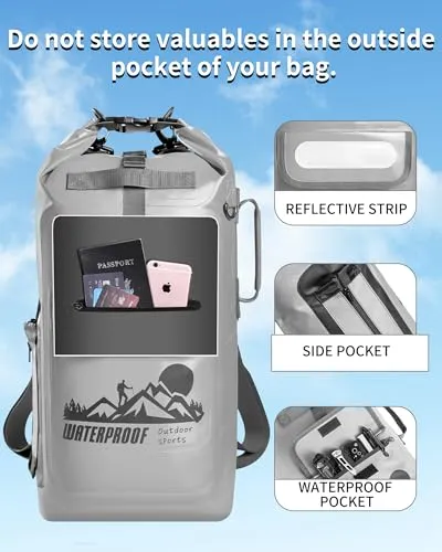 Dry Bag Backpack 20L, Waterproof Floating Dry Bags for Men, Kayak Sack