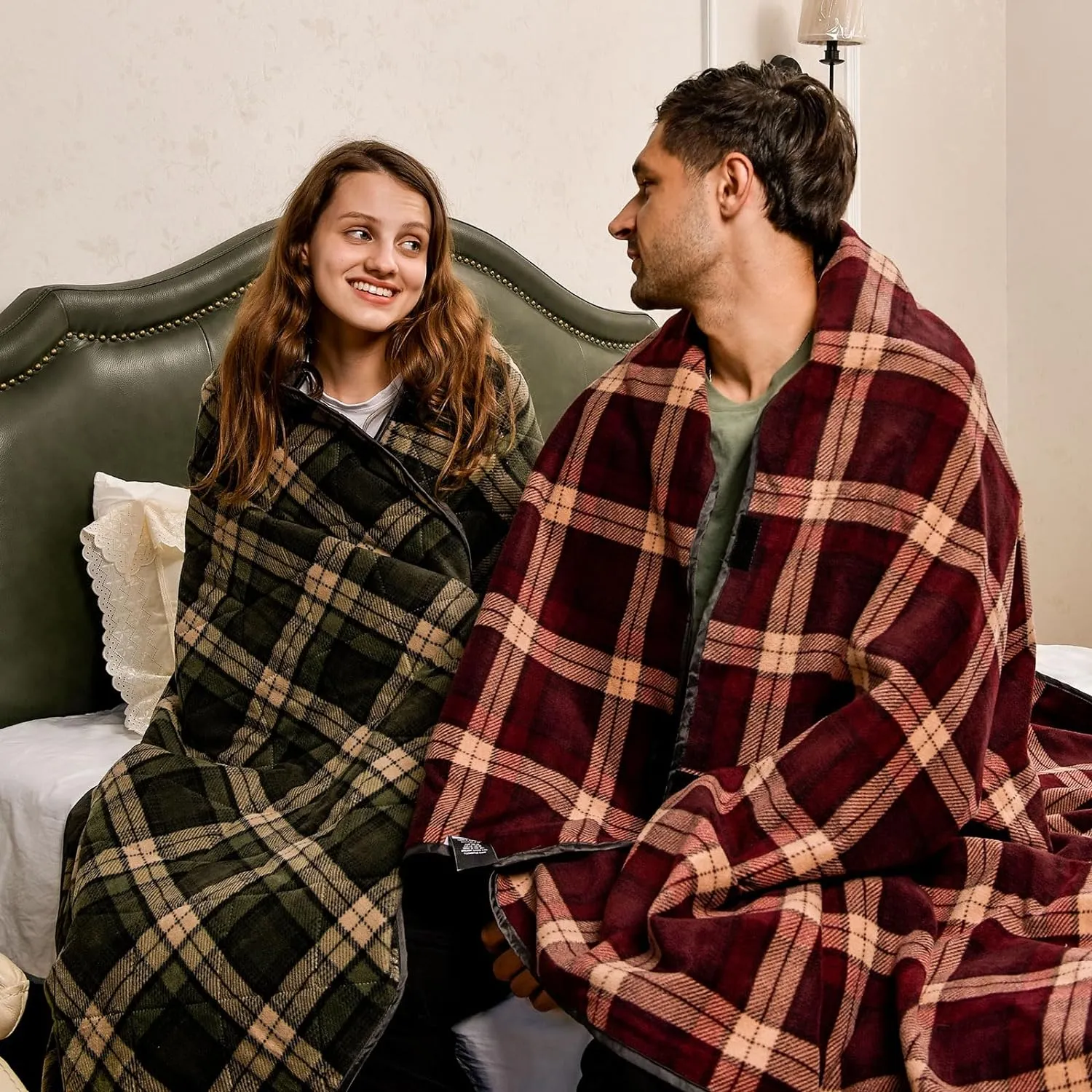 DUKUSEEK Large Camping Blanket - Waterproof, Quilted, Extra Thick Fleece, Warm, Windproof, Wearable, Includes Foldable Hood and Stuff Sack for Car, Outdoor Sports, Picnics, Stadiums, Dogs…