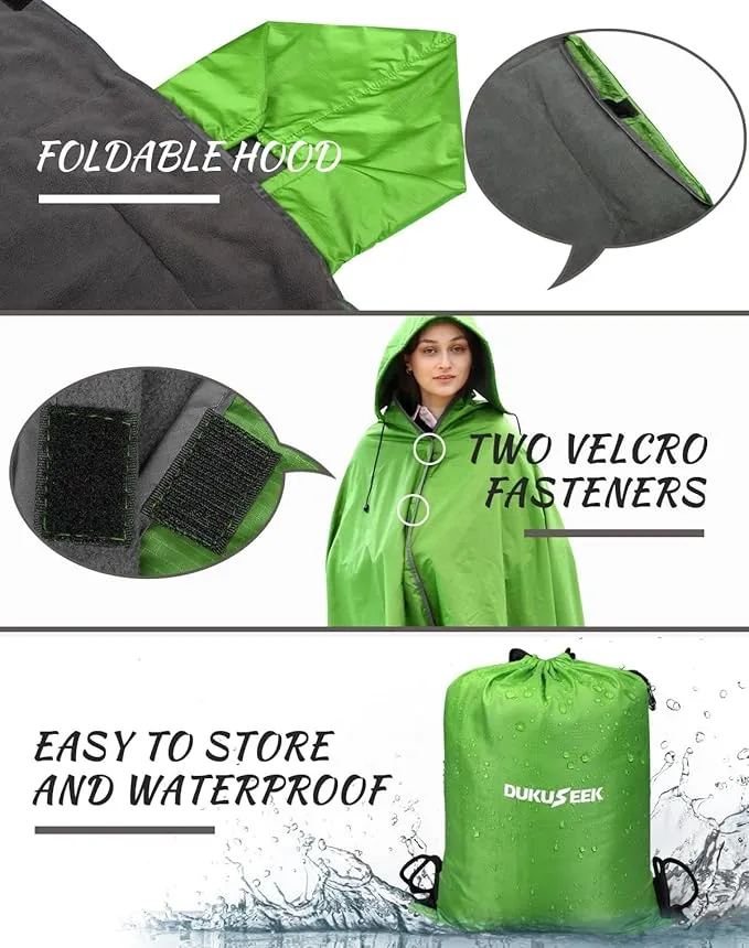 DUKUSEEK Outdoor Waterproof Blanket, Waterproof Windproof Outdoor Fleece Blanket - Large (79"x 59"), Portable, Wearable, Warm for Outdoor Camping, Picnic, Stadium, Sports, Beach, Concerts, Car, Dogs
