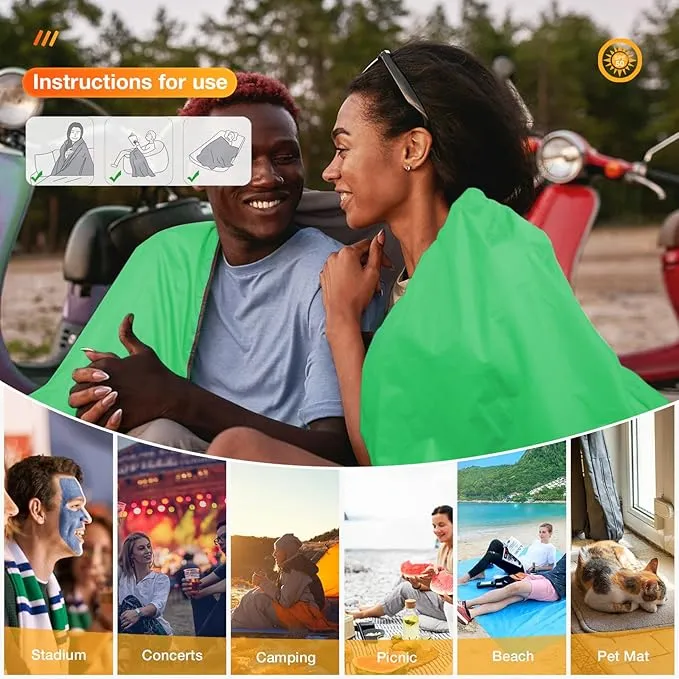 DUKUSEEK Outdoor Waterproof Blanket, Waterproof Windproof Outdoor Fleece Blanket - Large (79"x 59"), Portable, Wearable, Warm for Outdoor Camping, Picnic, Stadium, Sports, Beach, Concerts, Car, Dogs