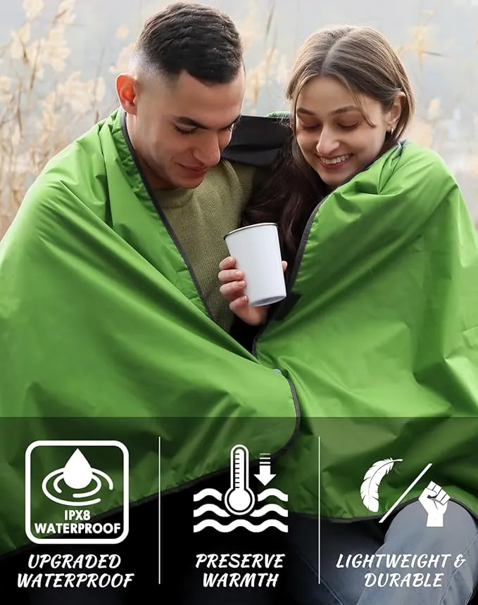 DUKUSEEK Outdoor Waterproof Blanket, Waterproof Windproof Outdoor Fleece Blanket - Large (79"x 59"), Portable, Wearable, Warm for Outdoor Camping, Picnic, Stadium, Sports, Beach, Concerts, Car, Dogs