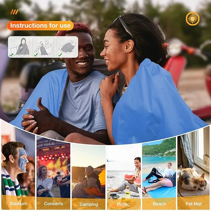 DUKUSEEK Outdoor Waterproof Stadium Blanket, XL Large (79"x 59") Hooded Stadium Blankets with Fleece,Portable,Warm Outside Blankets for Cold Weather, Camping, Sports, Beach, Football, Festivals