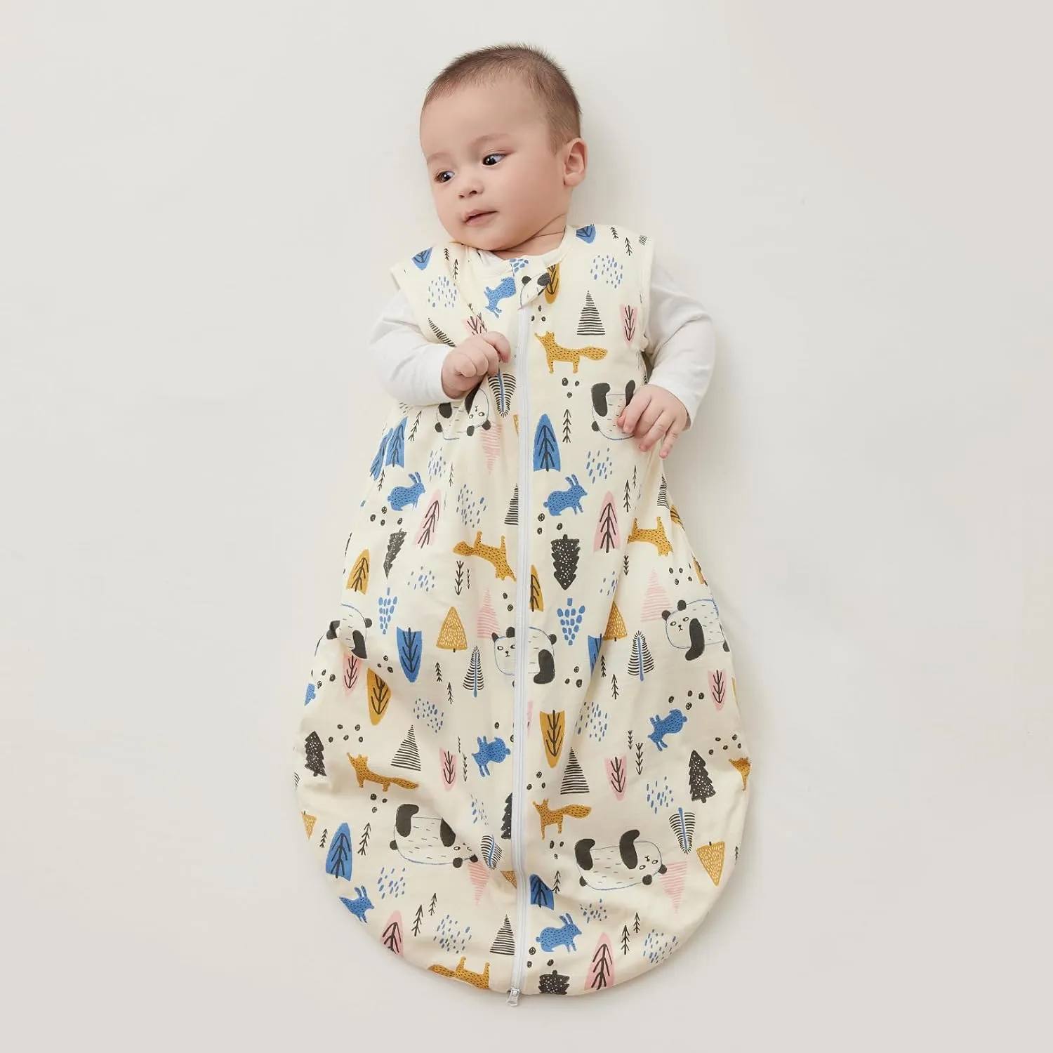 Duomiaomiao 1.5 TOG Baby Sleep Sack 100% Cotton Four Season Baby Wearable Blanket, Breathable Comfy Toddler Sleeping Sack