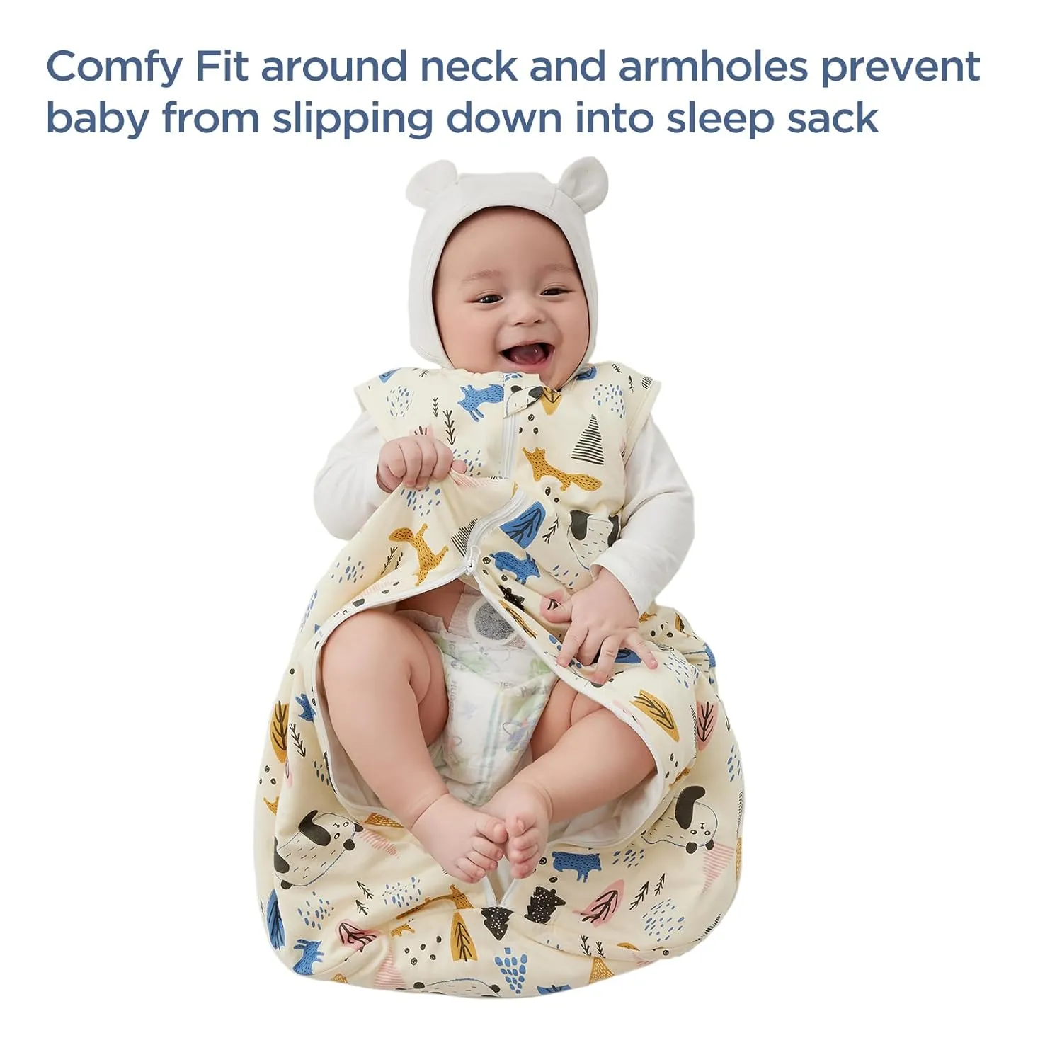 Duomiaomiao 1.5 TOG Baby Sleep Sack 100% Cotton Four Season Baby Wearable Blanket, Breathable Comfy Toddler Sleeping Sack