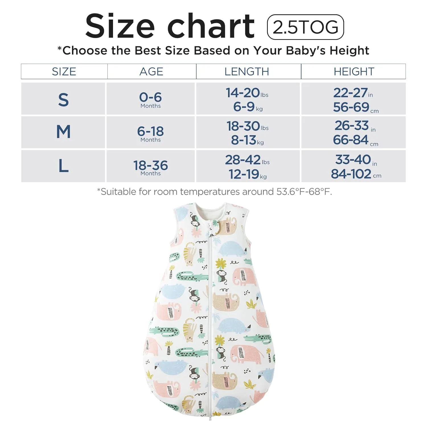 Duomiaomiao 2.5 TOG Baby Sleep Sack 100% Cotton Winter Baby Wearable Blanket, Warm Quilted Comfy Toddler Sleeping Sack