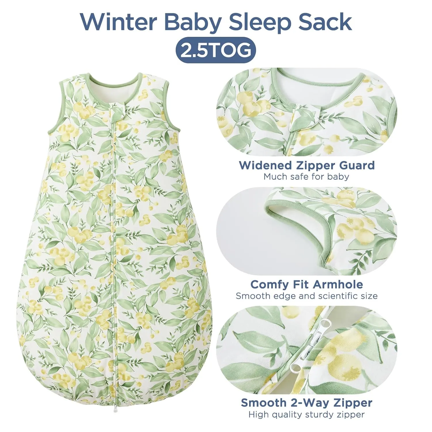 Duomiaomiao 2.5 TOG Baby Sleep Sack 100% Cotton Winter Baby Wearable Blanket, Warm Quilted Comfy Toddler Sleeping Sack