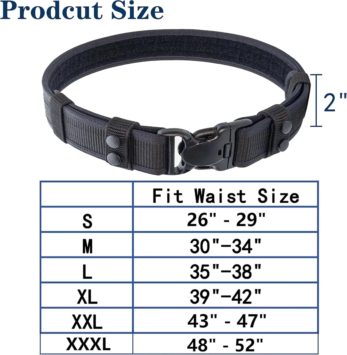 Duty Belt for Law Enforcement Police Security Correctional Officer 2"/2.25" Wide Tactical Outer & Inner Belt