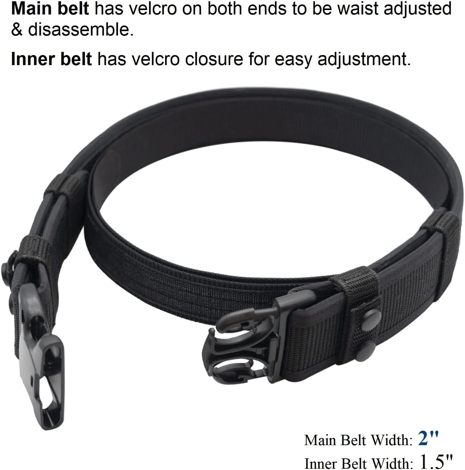Duty Belt for Law Enforcement Police Security Correctional Officer 2"/2.25" Wide Tactical Outer & Inner Belt