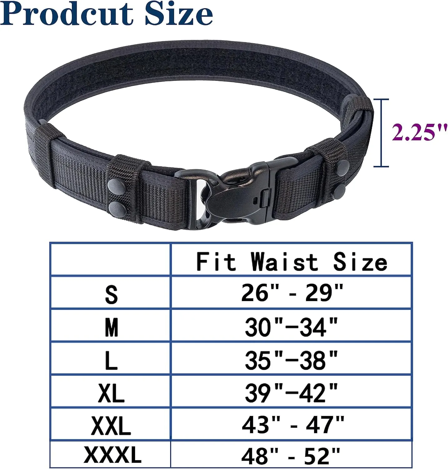 Duty Belt for Law Enforcement Police Security Correctional Officer 2"/2.25" Wide Tactical Outer & Inner Belt