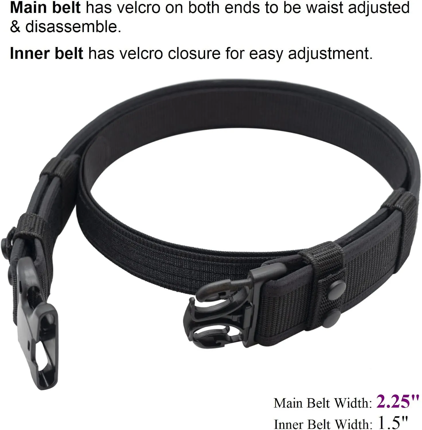 Duty Belt for Law Enforcement Police Security Correctional Officer 2"/2.25" Wide Tactical Outer & Inner Belt