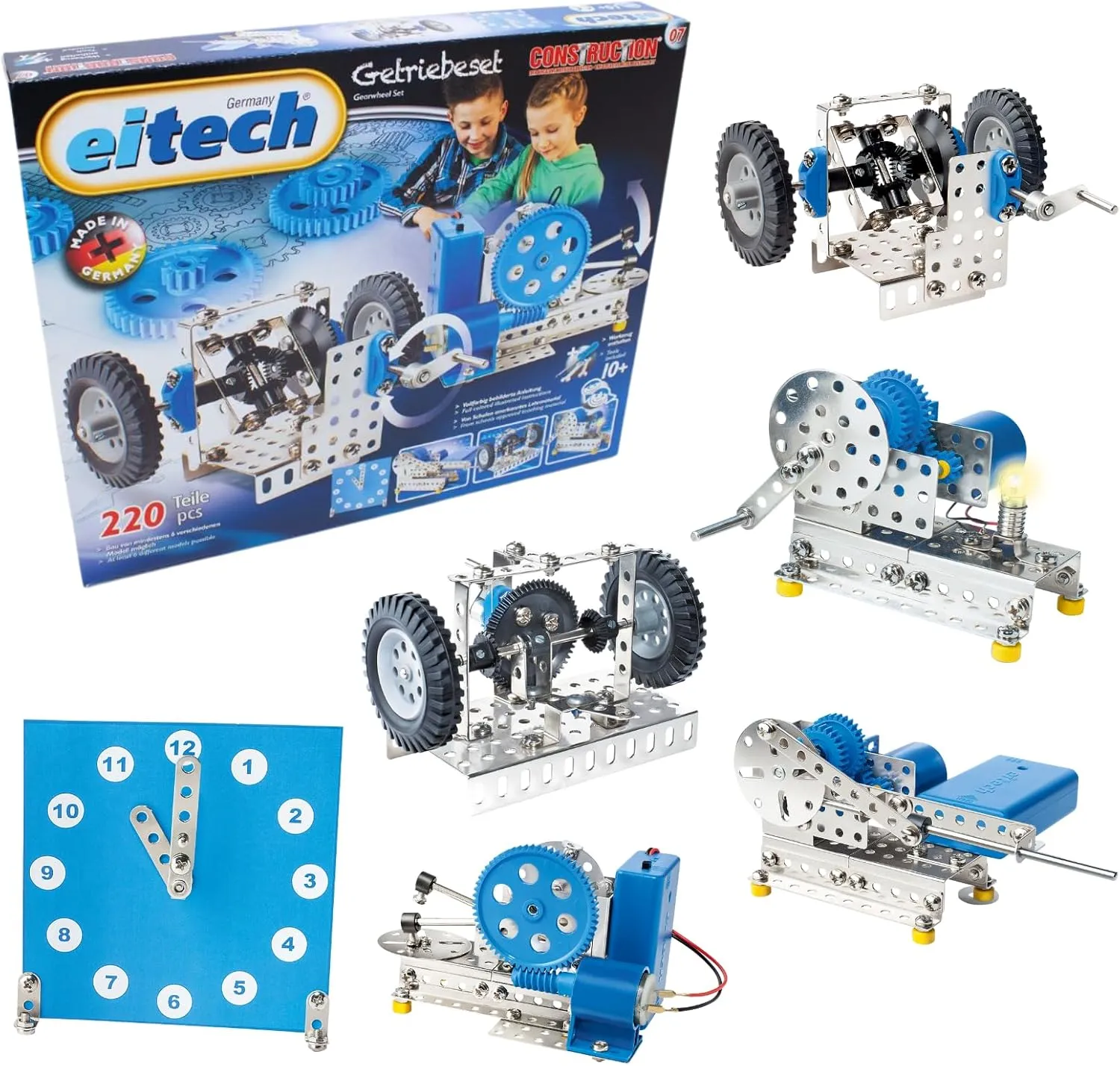 Eitech Classic Series Gearwheel Science Kit, Intro to Engineering and STEM Learning, Steel