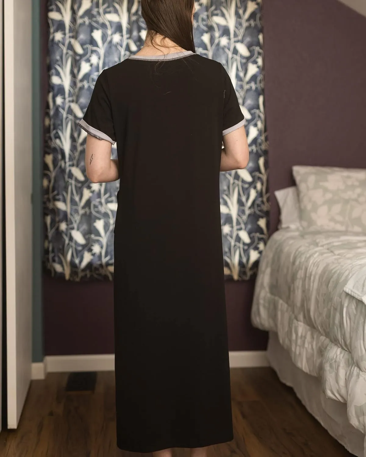 Ekouaer Women's Full Length Short Sleeve Nightgown