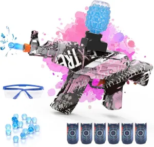 Electric Gel Ball Blaster, Automatic Splatter Ball Blaster Toys with Goggles, Rechargeable Gel Ball Splatter Toy for Shooting Team Game Outdoor Activities Party Favor for 14 Age Up (Pink).