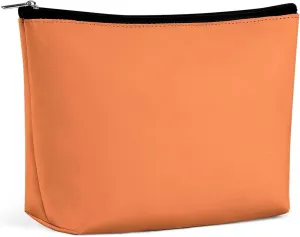 Elegant Makeup Bag, Bright Orange Solid Color Classic Elegant Cosmetic Bag Large Capacity Pouch Portable Organizer for Men & Women