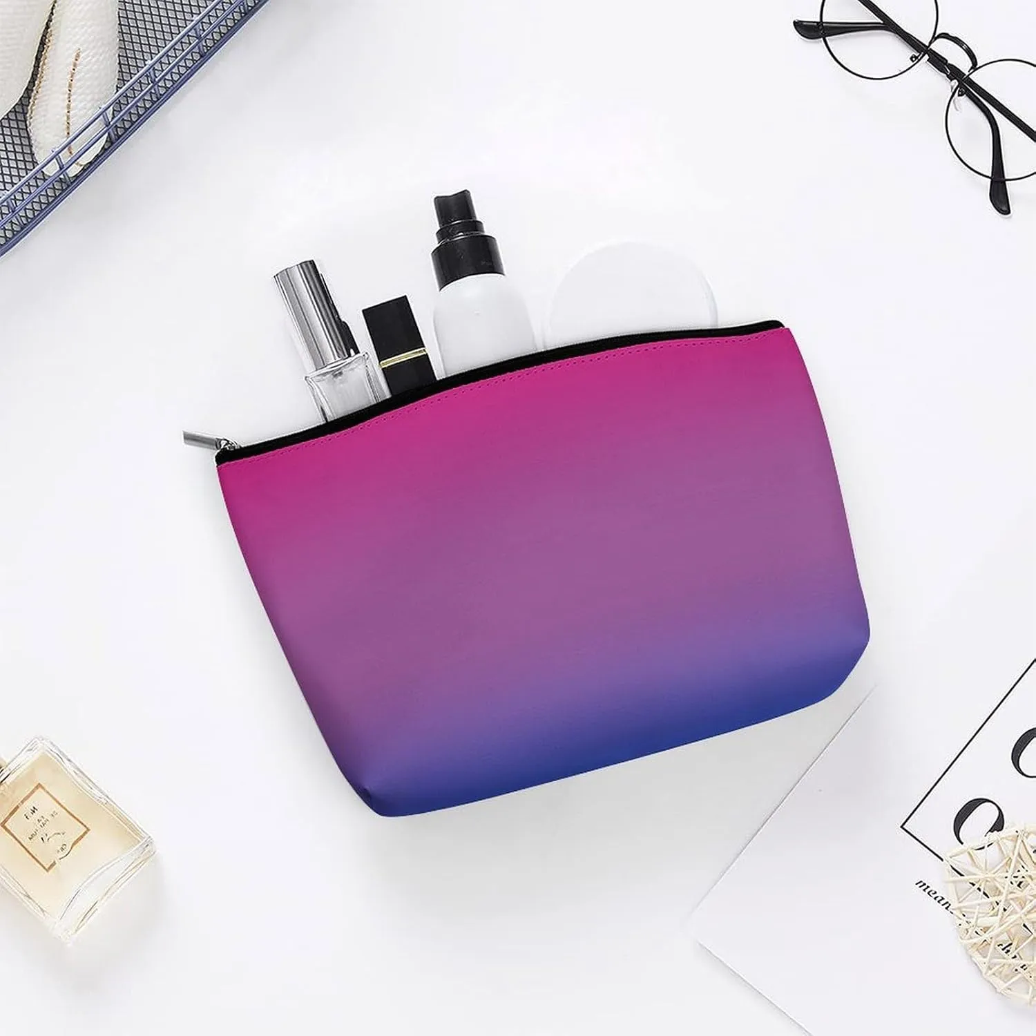 Elegant Makeup Bag, Rainbow Gradient Cosmetic Bag Large Capacity Pouch Portable Organizer for Men & Women