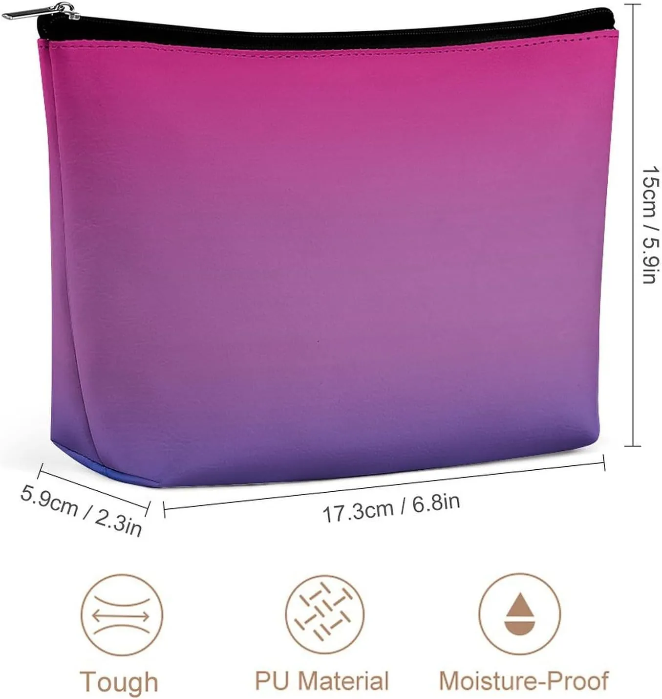 Elegant Makeup Bag, Rainbow Gradient Cosmetic Bag Large Capacity Pouch Portable Organizer for Men & Women