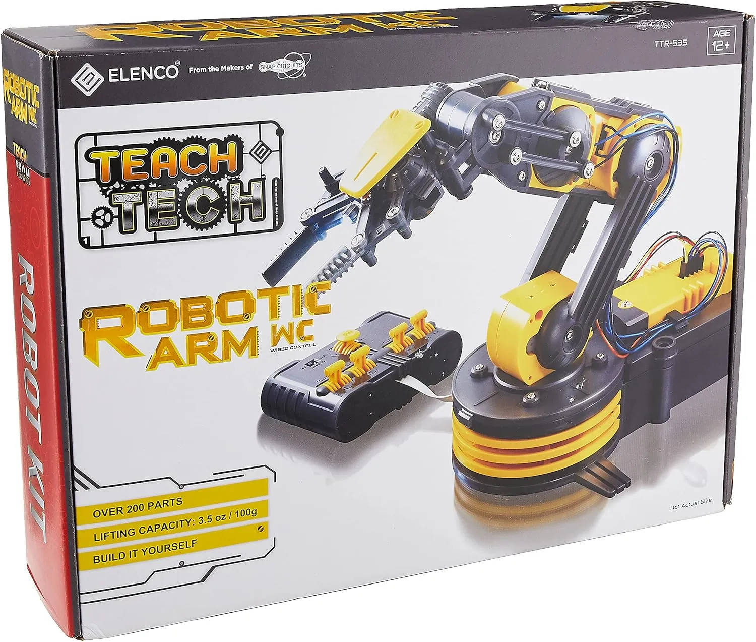 Elenco Teach Tech “Robotic Arm Wire Controlled”, Robotic Arm Kit, STEM Building Toys for Kids 12 
