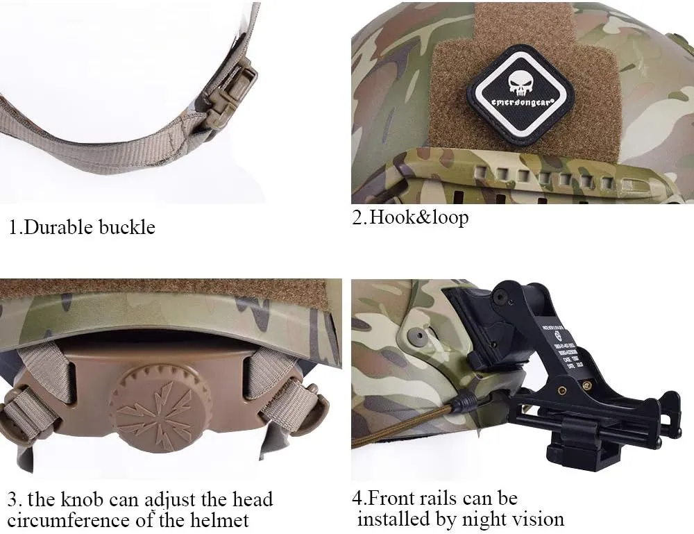 EMERSONGEAR Tactical Adjustable Fast Helmet, MH Style Helmet for Airsoft Paintball Outdoor Sports