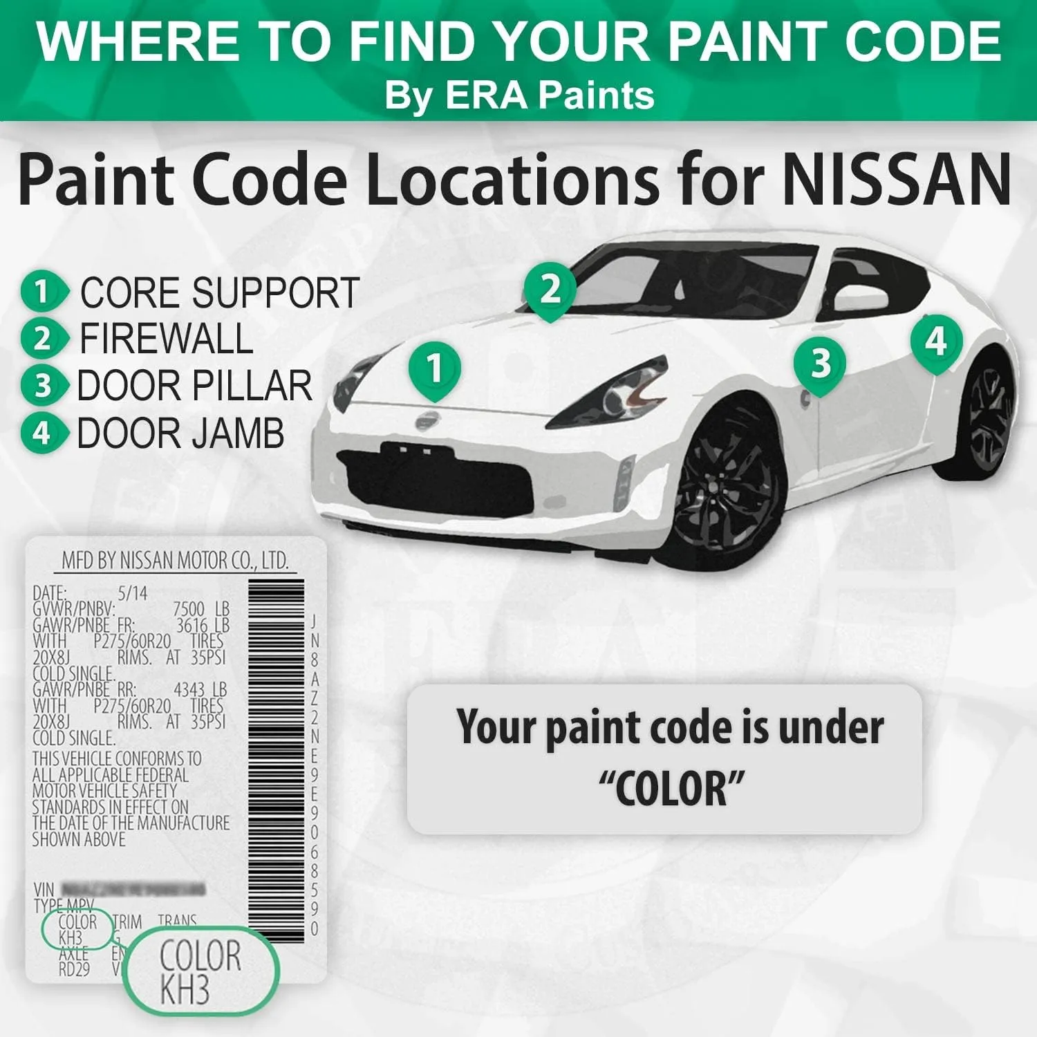 ERA Paints YMC - Light Yellow for NISSAN Exact Match Automotive Touch Up Paint Spray - Basic Kit