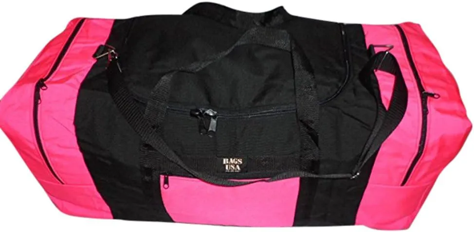 Expedition Duffle Travel Bag With U opening Easy Excess, Two End Compartments USA. (neon pink)
