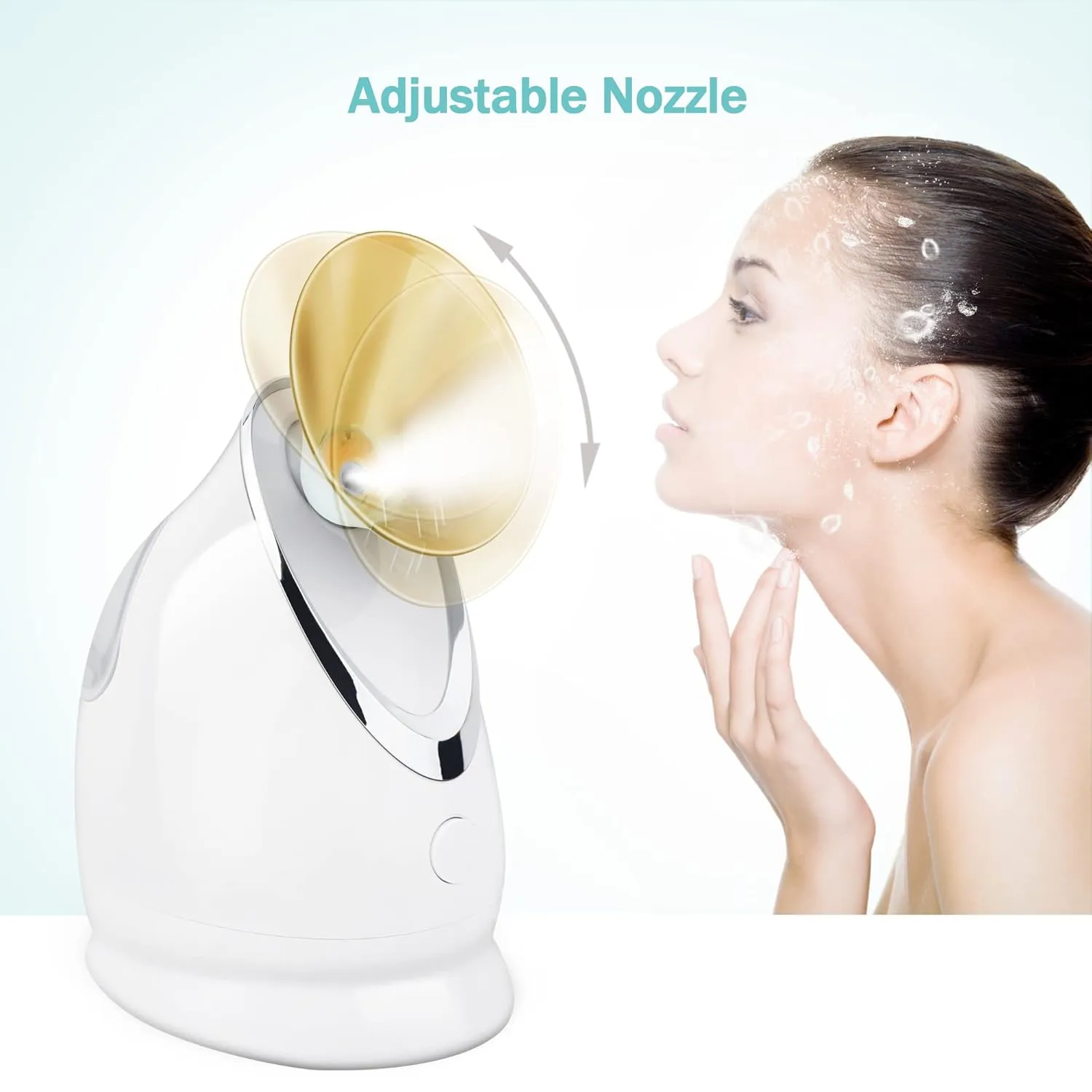EZBASICS Facial Steamer Ionic Face Steamer for Home Facial, Warm Mist Humidifier Atomizer for Face Sauna Spa Sinuses Moisturizing, Unclogs Pores, 1 Pack   5 Stainless Steel Skin Kit Golden Yellow
