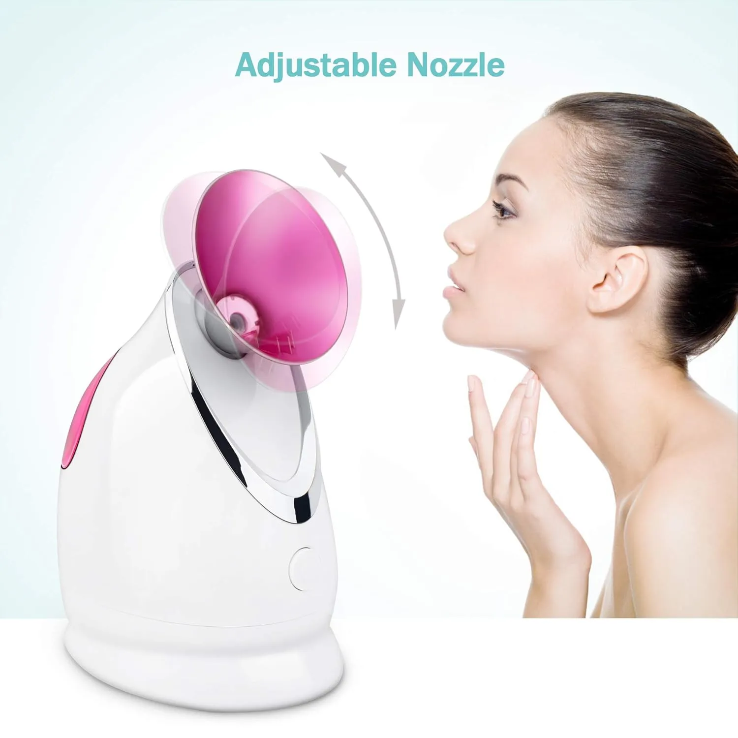 EZBASICS Facial Steamer Ionic Face Steamer for Home Facial, Warm Mist Humidifier Atomizer for Face Sauna Spa Sinuses Moisturizing, Unclogs Pores, 1 Pack   5 Stainless Steel Skin Kit Pink