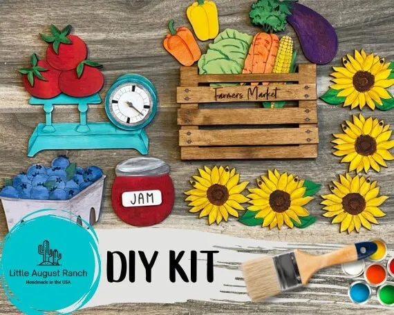 Farmers Market Tiered Tray DIY Paint Kit - Vegetable Cart Wood Blanks