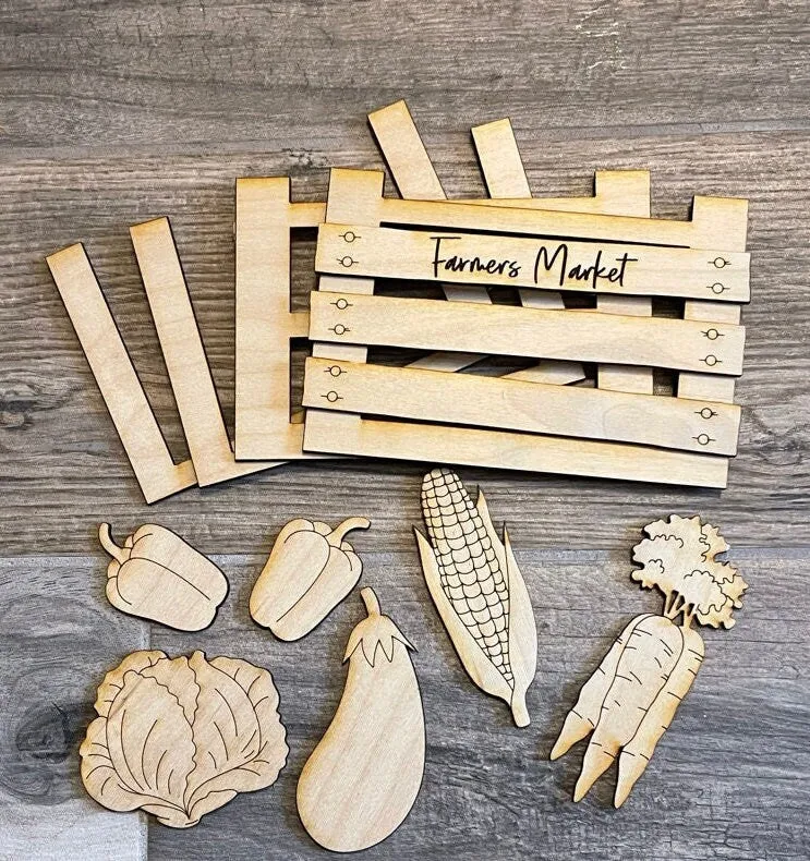 Farmers Market Tiered Tray DIY Paint Kit - Vegetable Cart Wood Blanks