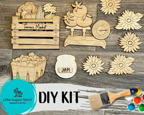 Farmers Market Tiered Tray DIY Paint Kit - Vegetable Cart Wood Blanks