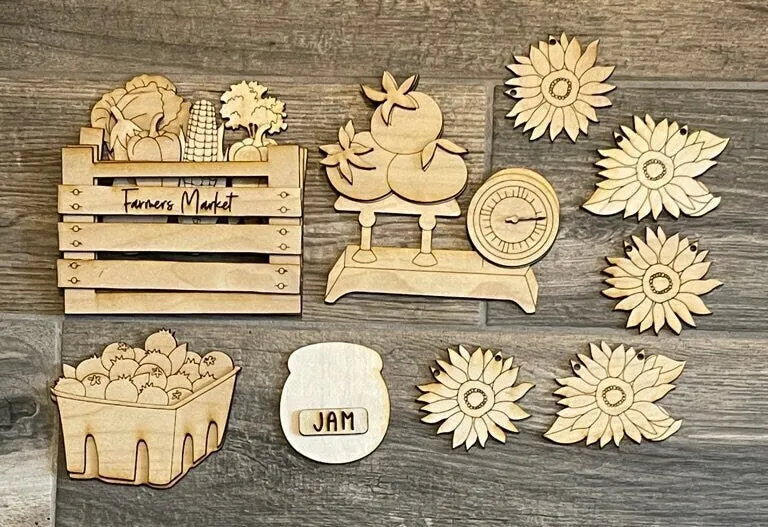 Farmers Market Tiered Tray DIY Paint Kit - Vegetable Cart Wood Blanks