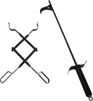 Fire Pit Tool Kits, Fireplace Tools, 30" Fire Pit Poker & 26" Log Grabber Fireplace Tongs Accessories for Solo Stove, Outdoor Campfire, Camping, Wood Stove, for Solo Stove Bonfire Accessories