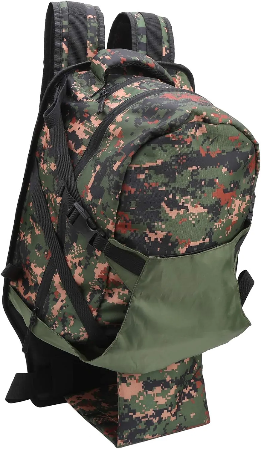 Fishing Backpack, Oxford Cloth, Padded Straps, Breathable Mesh, Protective Bottom Cushion, Multi Function Outdoor Gear for Hiking Camping Travel