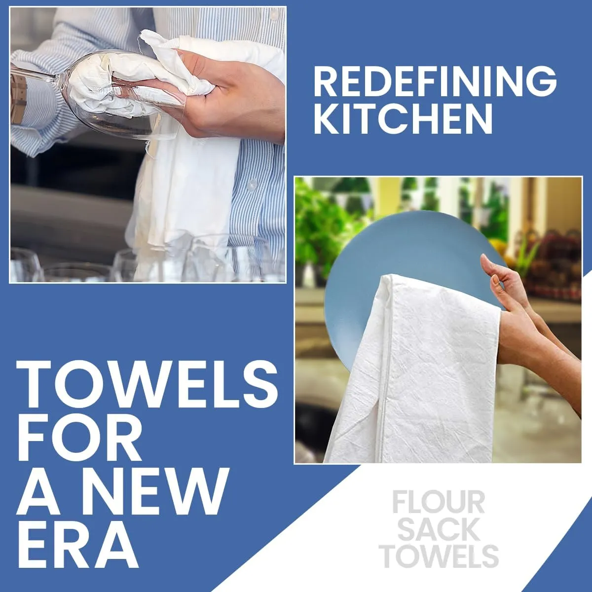 Flour Sack Towels | Tea Towel for Crafts| Kitchen Dish Cotton Blank Towel for Embroidery| Baking Bread Proofing Linen Cover| Thick Absorbent Quick Dry| 12 Pack 18"x 28" White