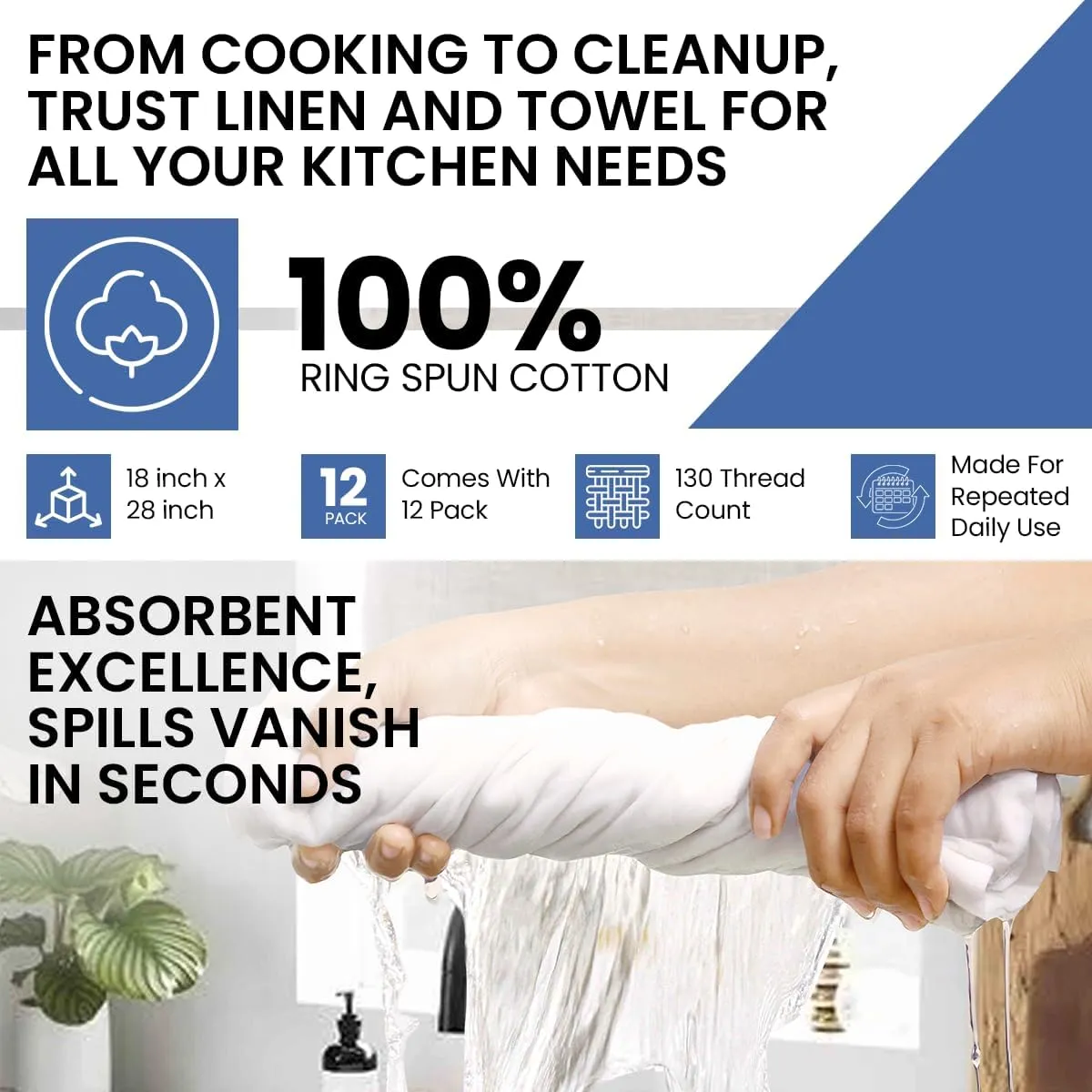 Flour Sack Towels | Tea Towel for Crafts| Kitchen Dish Cotton Blank Towel for Embroidery| Baking Bread Proofing Linen Cover| Thick Absorbent Quick Dry| 12 Pack 18"x 28" White