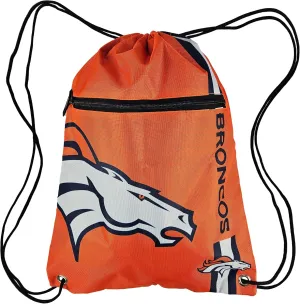 FOCO Denver Broncos Big Logo Drawstring Backpack with 2nd Zippered Pocket – Limited Edition Broncos Bag – NFL Gear – Show Your Team Spirit with Officially Licensed Denver Broncos Fan Gear