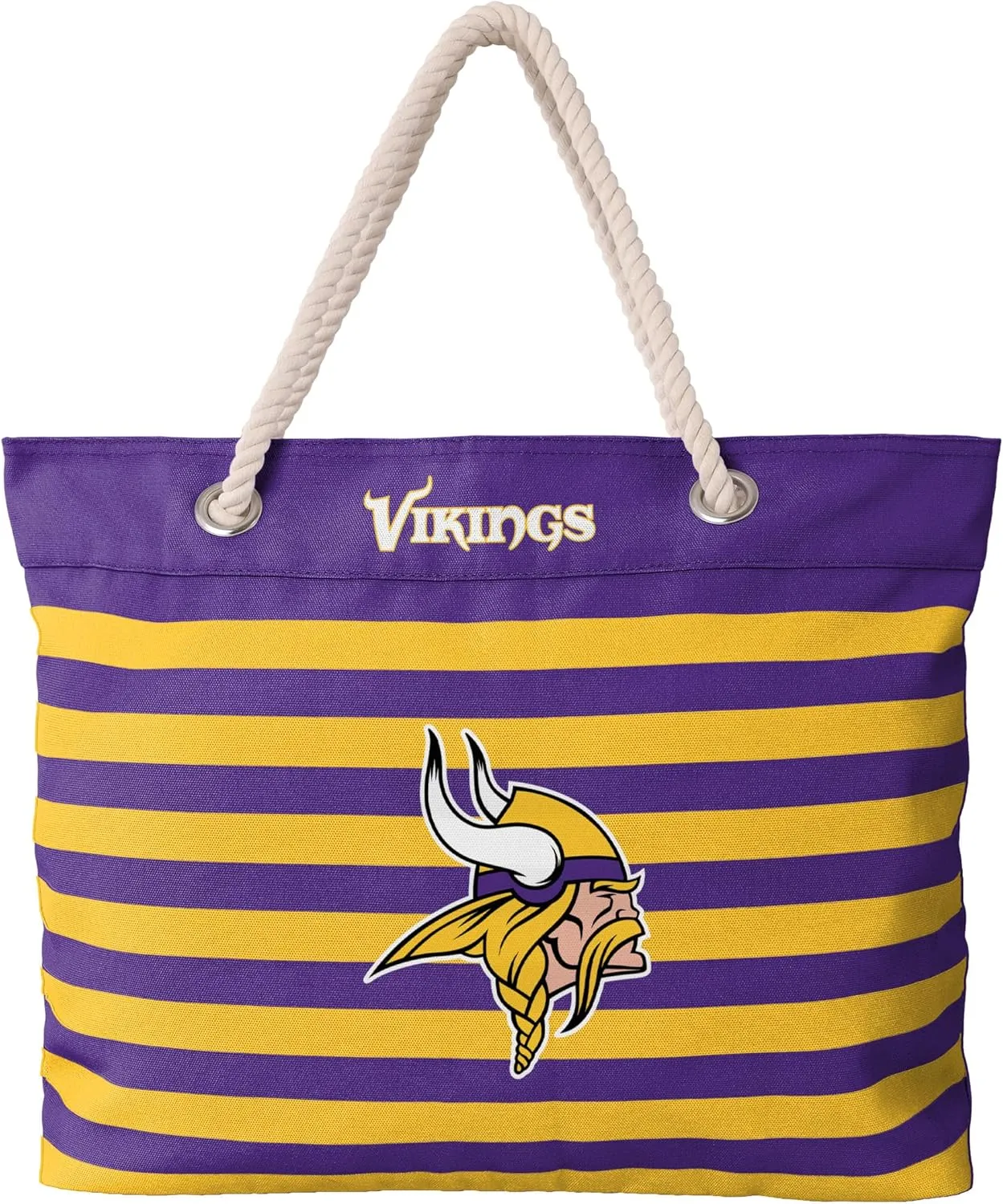 FOCO NFL Team Logo Nautical Stripe Tote Beach Bag