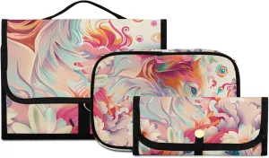 Foldable Hanging Travel Toiletry Organizer Set 3-Piece with Cosmetic Bag & Brush Holder - Dog (10)