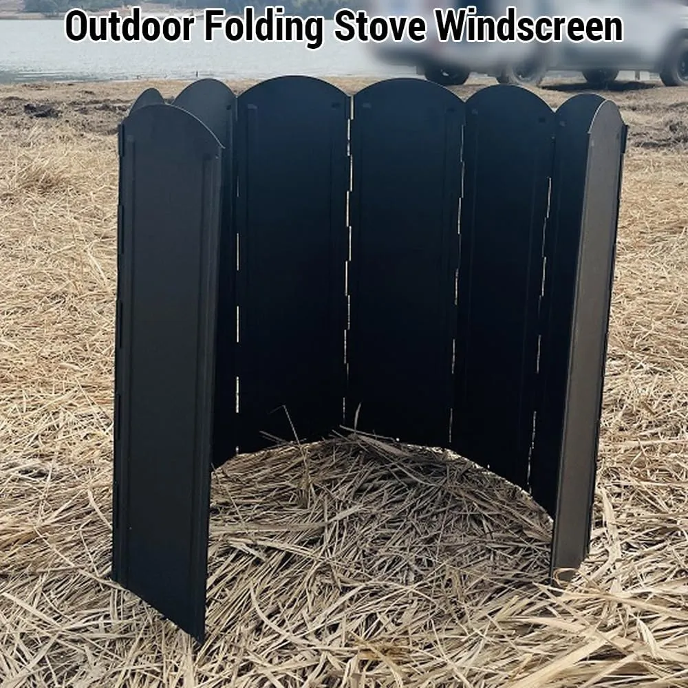 Folding Stove Windscreen 8 Plates Galvanized Camping Cooker Stove Windshield with Storage Bag