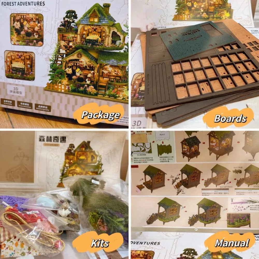 Forest Adventure DIY Miniature Dollhouse Kit | Two-Story Rustic Scene | Covered in Greenery & Cozy Decor (Classic Edition)