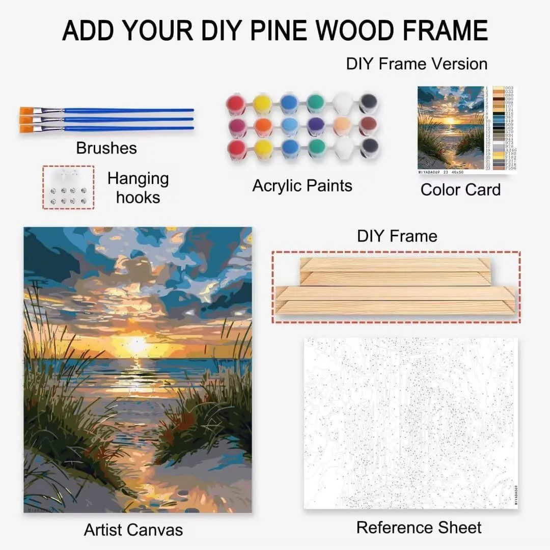 Forest at Sunset Oil Paint by Number Kits 16 x 20 inch Summer Landscape DIY Paintwork Tropical Plants Oil Painting for Adults Beginner with Brushes and Acrylic Art Home Office Decor (DIY Frame)