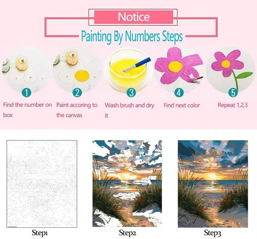 Forest at Sunset Oil Paint by Number Kits 16 x 20 inch Summer Landscape DIY Paintwork Tropical Plants Oil Painting for Adults Beginner with Brushes and Acrylic Art Home Office Decor (DIY Frame)