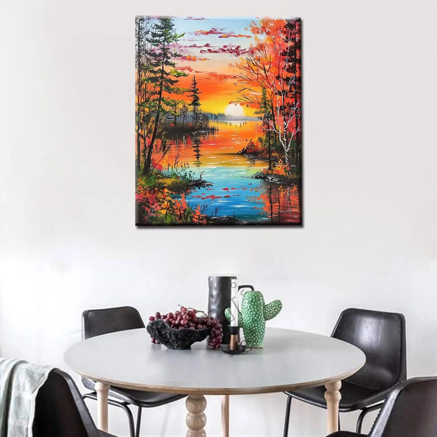 Forest at Sunset Oil Paint by Number Kits 16 x 20 inch Summer Landscape DIY Paintwork Tropical Plants Oil Painting for Adults Beginner with Brushes and Acrylic Art Home Office Decor (DIY Frame)