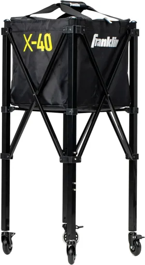Franklin Sports Portable Pickleball Hopper   Carry Bag - (100) Ball Pickleball Caddy   Travel Basket with Wheels - Easy Storage   Transportation to Court - Easy Assembly   Durable Construction