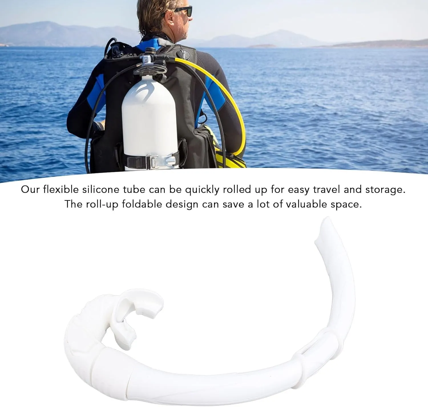 Freediving Snorkel,Silicone Foldable Roll Up Snorkel,Wet Breathing Tube for Swim Training,Diving Snorkeling,Comfortable Durable Travel Friendly Essential Scuba Gear for Adults Kids