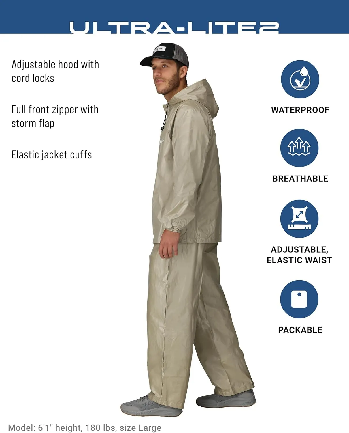 FROGG TOGGS Men's Ultra-Lite2 2-Layer Waterproof Breathable Rain Suit