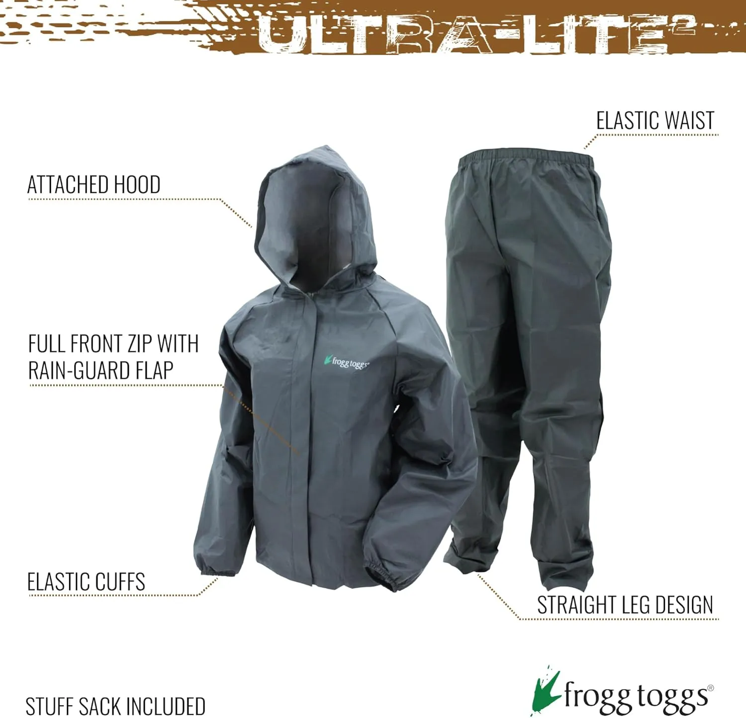 FROGG TOGGS Youth Ultra-Lite2 2-Layer Waterproof Breathable Rain Suit