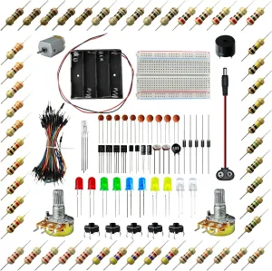 Fundamentals of Electricity for Arduino Projects Learning Basic Starter Kit w/Breadboard Jumper Wire Motor LED Resistors and Capacitors