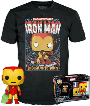 Funko Pop Collectible Toy Figure - Iron Man - Marvel Comics - T-Shirt - Clothes with Collectable Vinyl Figure - Gift Idea - Toys and Short Sleeve Top for Adults Unisex Men -L